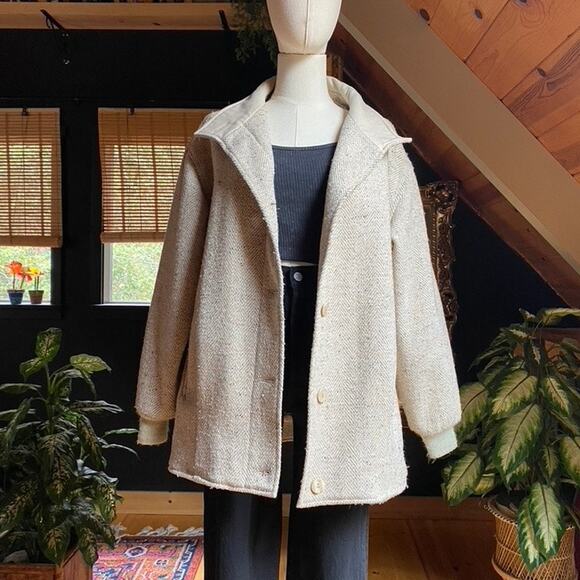 Vintage Jackets & Blazers - Vintage Wool Jacket Boucle Texture Cream